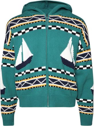Rhude Bateau zip-up hoodie - men - Polyester/Cotton - M - Blue