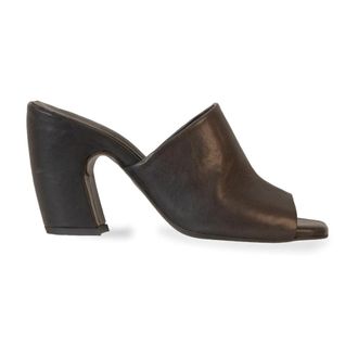 Cortana Mules met vierkante neus en hoge hak - Dames - Muiltjes - Zwart - 41 EU - Leer - Schoenen