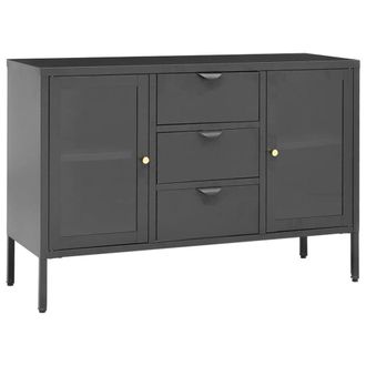 Berkfield Home Sideboard Anthracite 105x35x70 cm Steel & Tempered Glass in Charcoal | Size: 105 x 35 x 70 cm