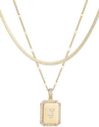 Adornia Initial Tag Pendant Necklace in Gold-J at Nordstrom Rack