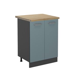 Vicco Mueble Bajo De Cocina R-line, Gris Azulado, 60 Cm, Et Roble