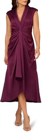 Aidan Mattox Crepe Back Satin Midi Dress in Malbec at Nordstrom, Size 12