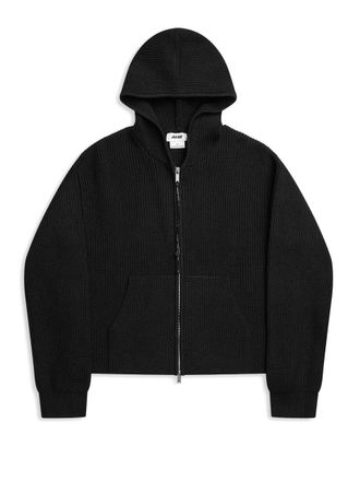 ALIS Barian Ribbed Knit Hoodie Black