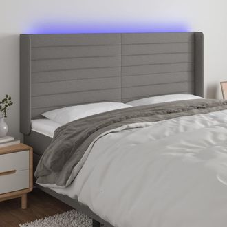 vidaXL Cabecero Con Led De Tela Gris Oscuro 203x16x118/128 Cm Vidaxl