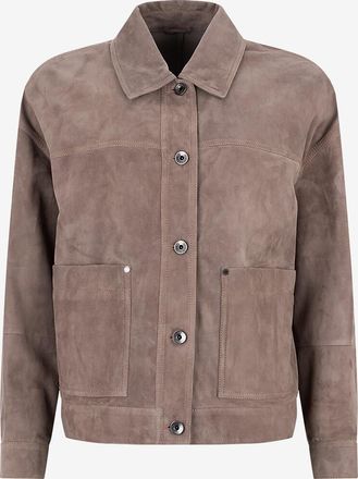 Brunello Cucinelli Leichte kastenf&ouml;rmige Wildlederjacke