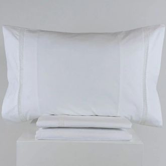 Casa da Laura S&aacute;banas Polialgod&oacute;n 180 Hilos Liso Blanco Cama 150/160 1 Almohada 45