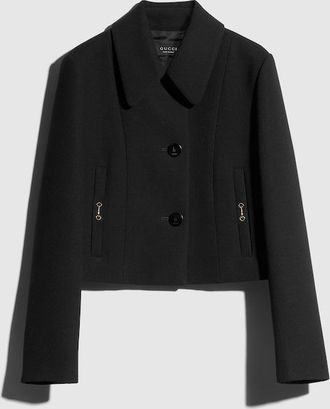 Gucci Cr&ecirc;pe Wool Jacket With Horsebit, Black