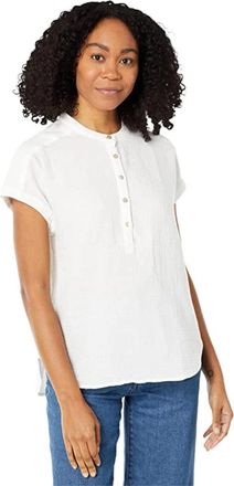 Faherty Desmond Gauze Top Womens White Organic Cotton Cap Sleeve GBO2715