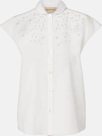 Valentino Guipure lace-trimmed cotton poplin shirt