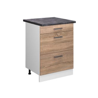 Vicco Mueble Bajo De Cocina R-line, Sonoma, 60 Cm Con Cajones, Et Antracita