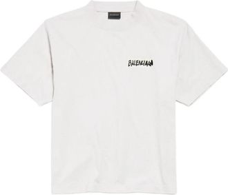 Balenciaga Masking Tape Medium Fit T-shirt - Dames - T-shirts - Wit - L - Katoen - Tops