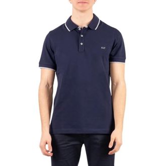 Fay Polo Shirts, male, Blue, Size: XL Tipped Collar Polo