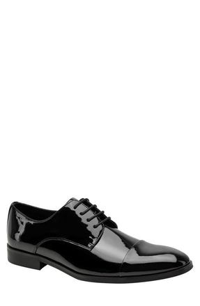 Kenneth Cole Henzer Patent Cap Toe Derby in Black Patent at Nordstrom, Size 10.5