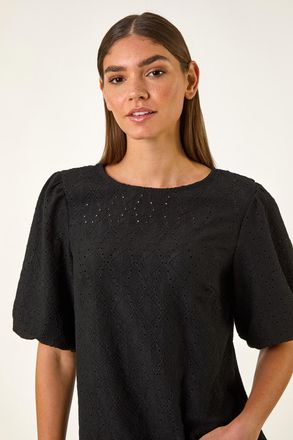 Roman Broderie Puff Sleeve Top