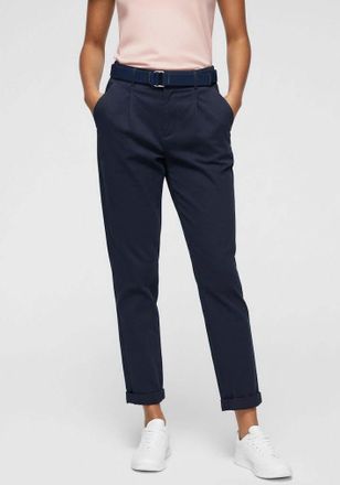 DELMAO Chinohose DELMAO, Damen, Gr. 34, N-Gr, blau (navy), Web, Obermaterial: 98% Baumwolle, 2% Elasthan, unifarben, bequem lang, Hosen Chinohose, mit passen