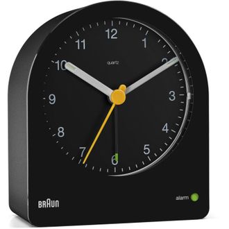 Braun Bc22 Reloj Despertador Anal&oacute;gico Negro Amarillo Dise&ntilde;o Cl&aacute;sico