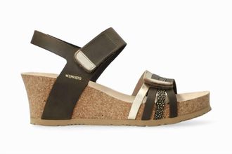 Mephisto Womens Lucia Lightweight Walking Wedge Sandal In Khaki