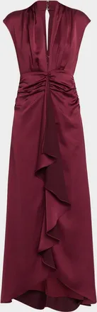 Ramy Brook Catrin Draped Deep V-Neck Gown