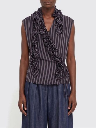 Dries Van Noten Blusa a portafoglio in cupro a righe