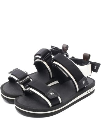 Louis Vuitton 2010s 30mm Arcade Line monogram-detail sandals - women - Nylon/Leather/Rubber/Rubber - 38 - Black