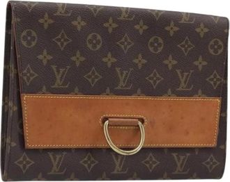 Louis Vuitton Pre-owned Monogram Clutch Bag - Dames - Vintage Clutch - Bruin - ONE Size - Leer - Vintage