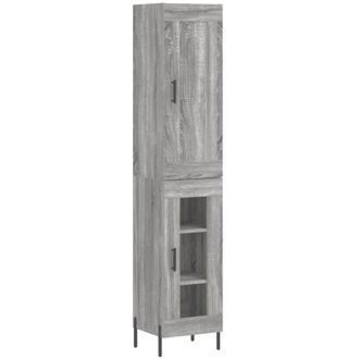 vidaXL Aparador Alto Madera Contrachapada Gris Sonoma 34,5x34x180 Cm Vidaxl