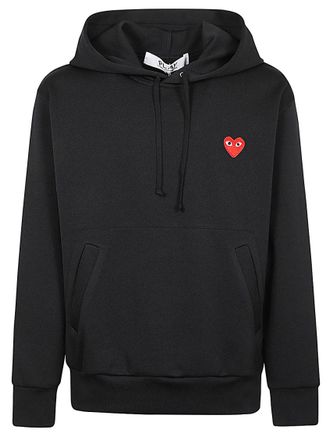 Comme Des Gar&ccedil;ons Black Logo Print Cotton Hoodie