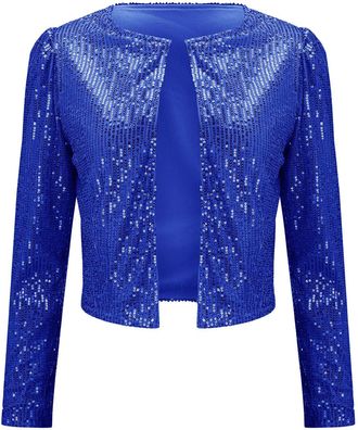 Generic Sequin Jacket for Women Gold Sequin Blazer Womens Short Cardigan Elegant Jacket Suit Jacket Long Sleeve Open Front Jacket Glitter Sequins Cardigan Par