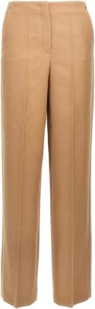 Fendi Grain de poudre Wool Trousers - female - Fendi - Wide Trousers - Beige - 2XS - Trousers