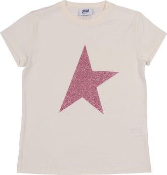 Golden Goose Gouden Gans Stermeisjes T-shirt katoenjersey met glitterprint