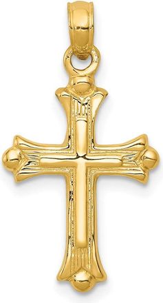 Diamond2Deal 10k Yellow Gold Budded Cross Charm