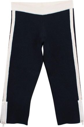 Ermanno Scervino Navy Knitted Cropped Trousers with Zippers Size XS