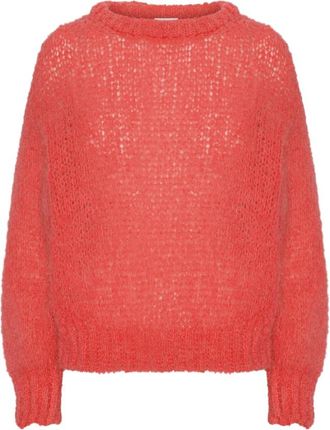 Americandreams Leonnie Alpaca Pullover - Dames - Ronde hals truien - Rood - M - Wol - Truien & Vesten