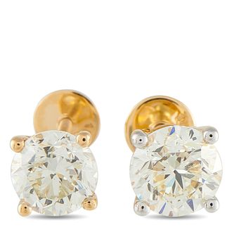Luxury Bazaar 18K Yellow Gold 3.01ct Diamond Stud Earrings MF05-042726
