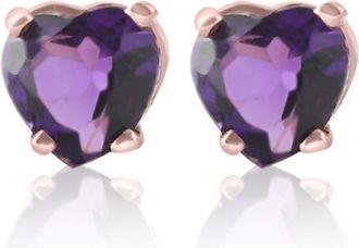 Pompeii3 1ct Heart Shape Amethyst Studs Earrings in 14K, Yellow, Rose, or White Gold