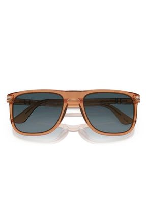 Persol 57mm Polarized Pilot Sunglasses in Transparent Brown/Grey at Nordstrom