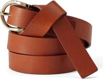 Lands End Leather Knot Belt in Cognac at Nordstrom, Size X-Small