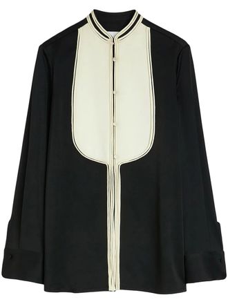 Jil Sander contrast-bib shirt - women - Acetate/Viscose - 34 - Black