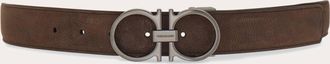 Ferragamo Men Adjustable Gancini belt Brown