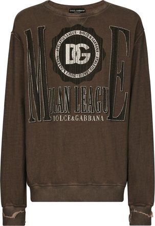 Dolce & Gabbana logo-print cotton sweatshirt - men - Cotton - 50 - Brown