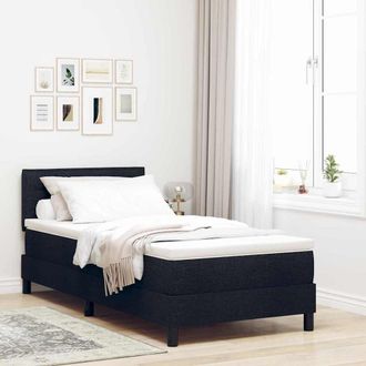 vidaXL Vidaxl - Letto A Molle Con Materasso Nero 90 X 190 Cm Tessuto