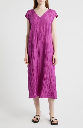 Eileen Fisher Cap Sleeve Silk Maxi Dress in Grape at Nordstrom, Size Xx-Small