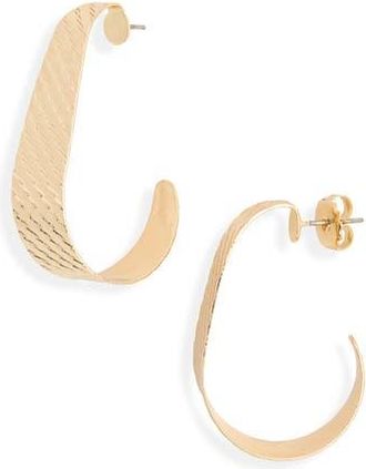 Nordstrom Rack Textured J Hoop Earrings in Gold at Nordstrom Rack