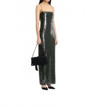 Rotate Sequins Maxi Slip Dress In Black