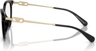 Emporio Armani 0ea4213u Glossy Black Cat-Eye Sunglasses with Gold Metal Temples