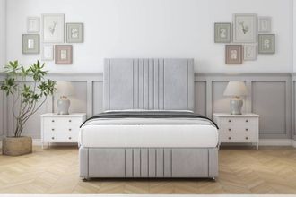 Comfort Beds Royal Naples Divan Set 2 Drawers-54 Headboard-Footboard in Silver | Size: Small Double