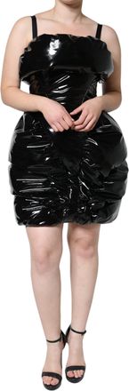 Dolce & Gabbana Patente Minidress Met Opgezette Mouwen
