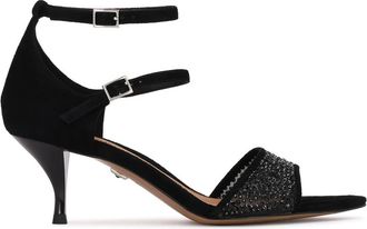 Kazar Schoenen, Dames, Zwart, 41 EU, Leer, Suede Sandalen met Strass-steentjes