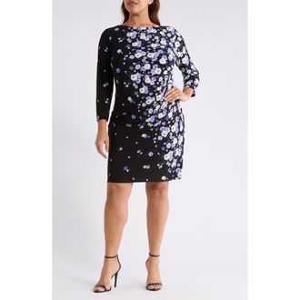 Kasper Floral Print Sheath Dress in Black Multi at Nordstrom, Size 3 X