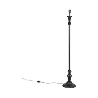 QAZQA Qazqa Cl&aacute;sico/antiguo L&aacute;mpara De Pie Cl&aacute;sica Negra Sin Pantalla - Classico Madera /acero Redonda /alargada Adecuado Para Led Max. 1 X 25 Watt